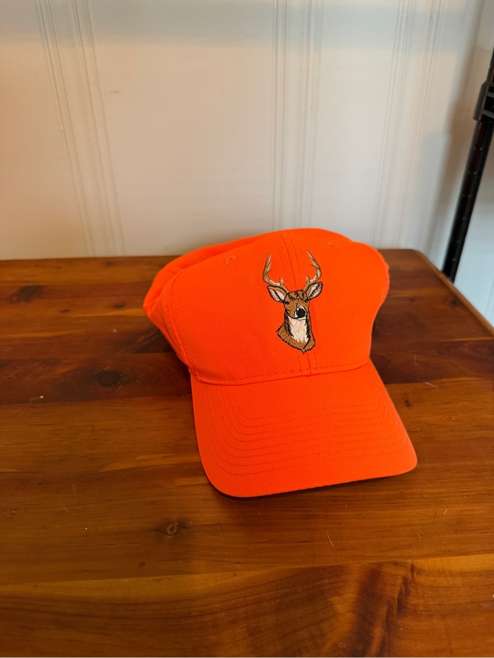 Embroidered Deer Orange Hunting Cap